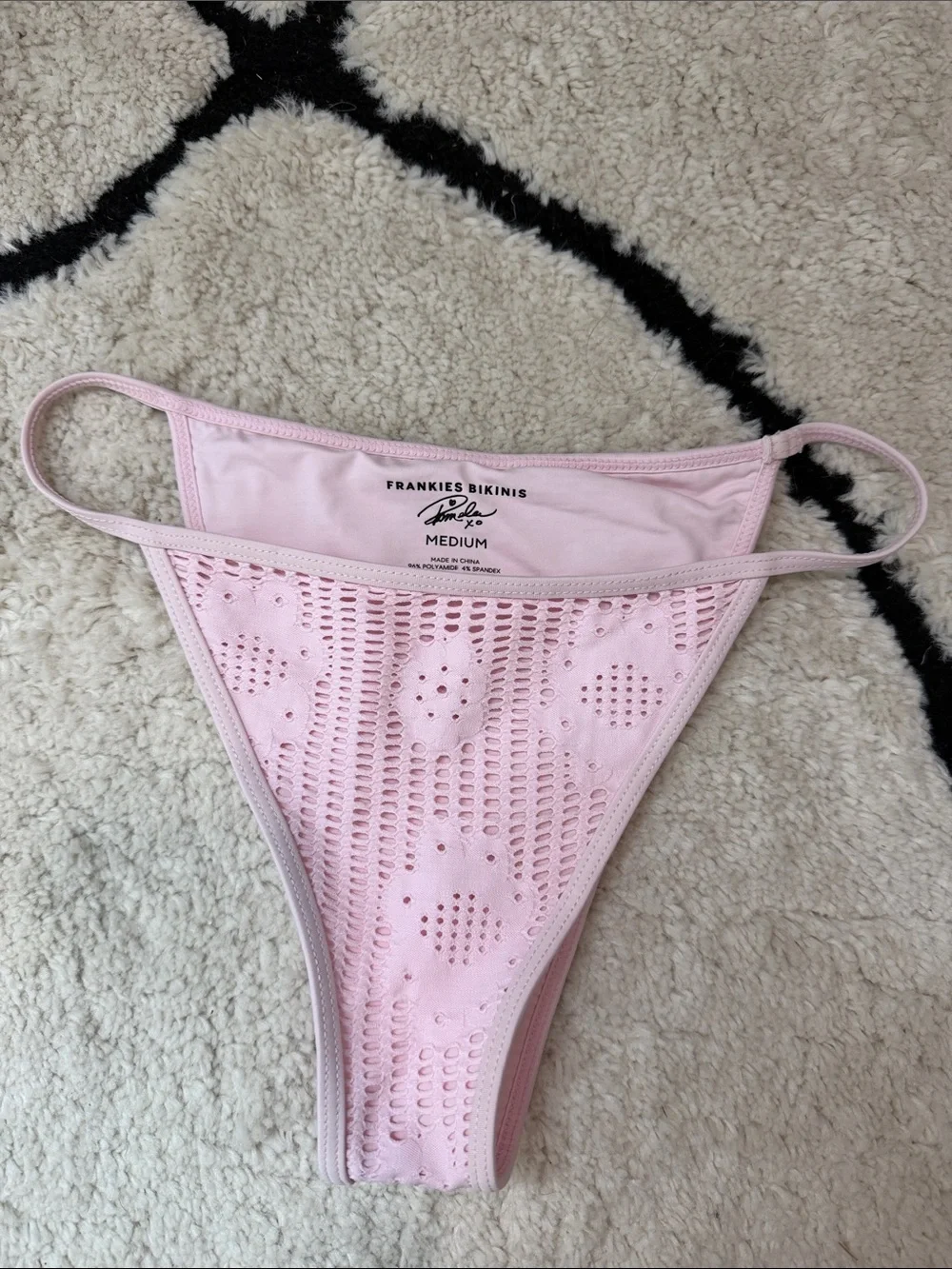 Frankie's Bikinis Light Pink Eyelet High-Cut Bikini Bottom